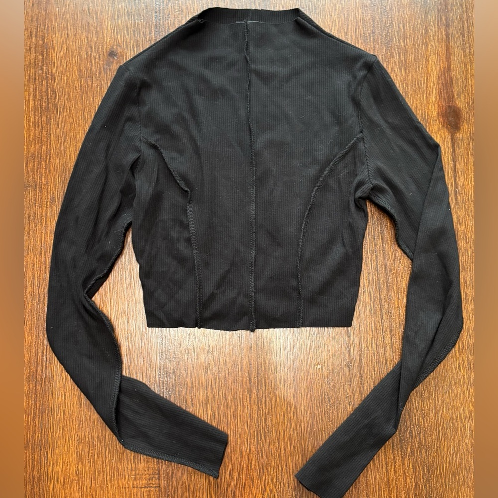 Naked Wardrobe Black Long Sleeve Crop Top